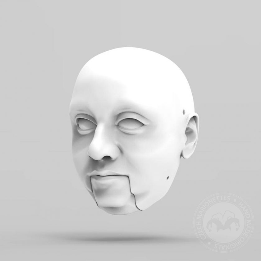 Mann mit Doppelkinn 3D Kopfmodel für den 3D-Druck 130 mm