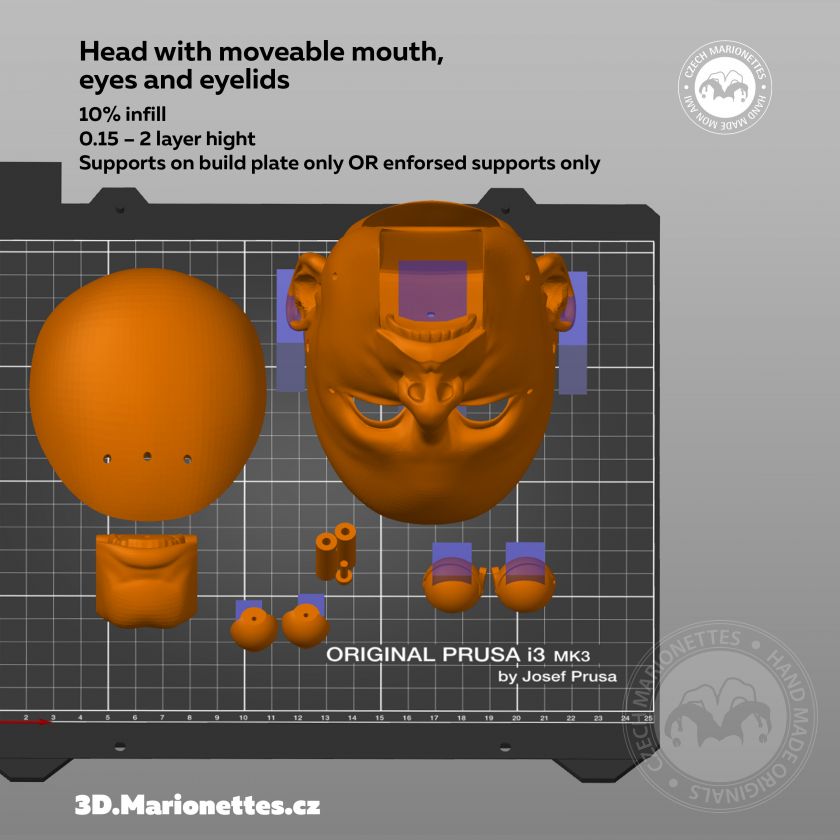 Mann mit hoher Stirn 3D Kopfmodel für den 3D-Druck – 140mm
