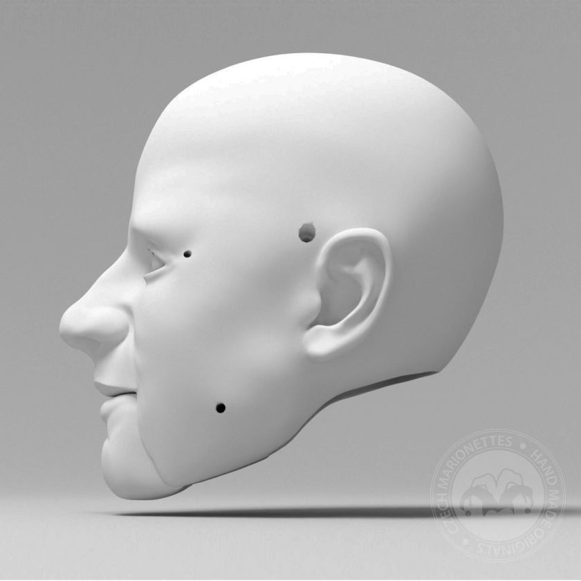Man with a high forehead head for 3D print – 120mm