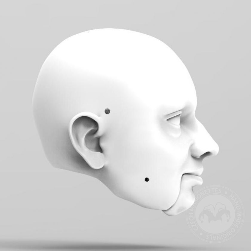 3D Model of round face man's head for 3D print