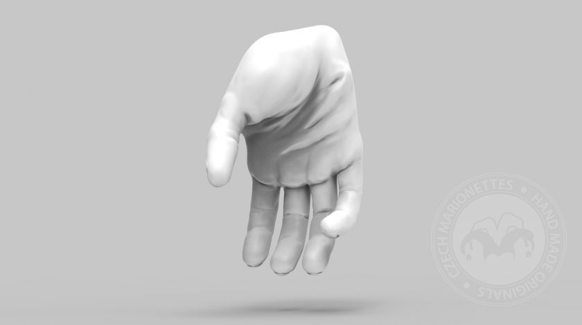 3D Model rukou v gestu úchopu pro 3D tisk