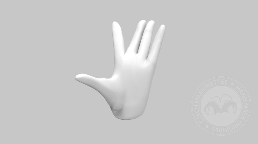 3D Model ruky s nataženými prsty pro 3D tisk