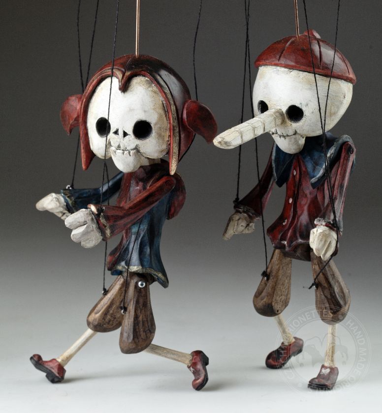 Superstar Pinocchio as a skeleton - a wooden string puppet with an original look