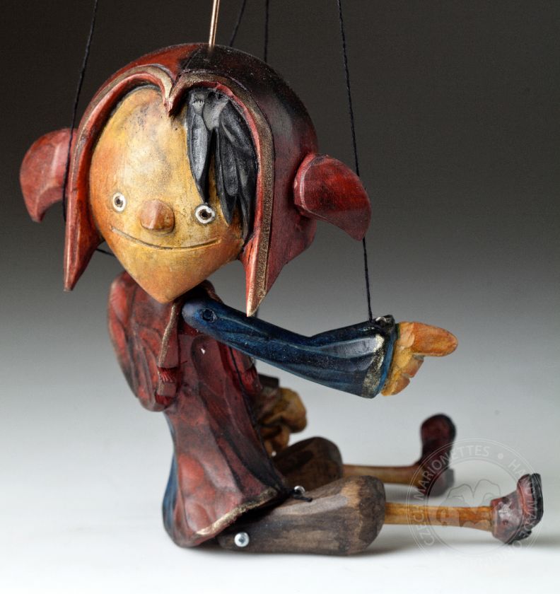Superstar Jester - hand carved string puppet with an original look