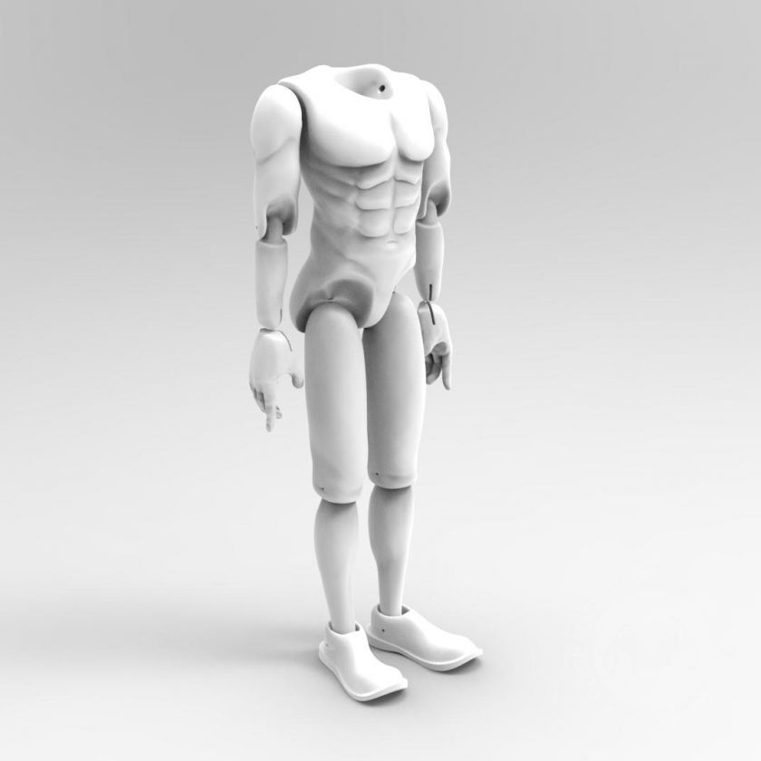 athletische Figur Mann 3D Körpermodell für den 3D-Druck für ca. 60 cm große Marionette