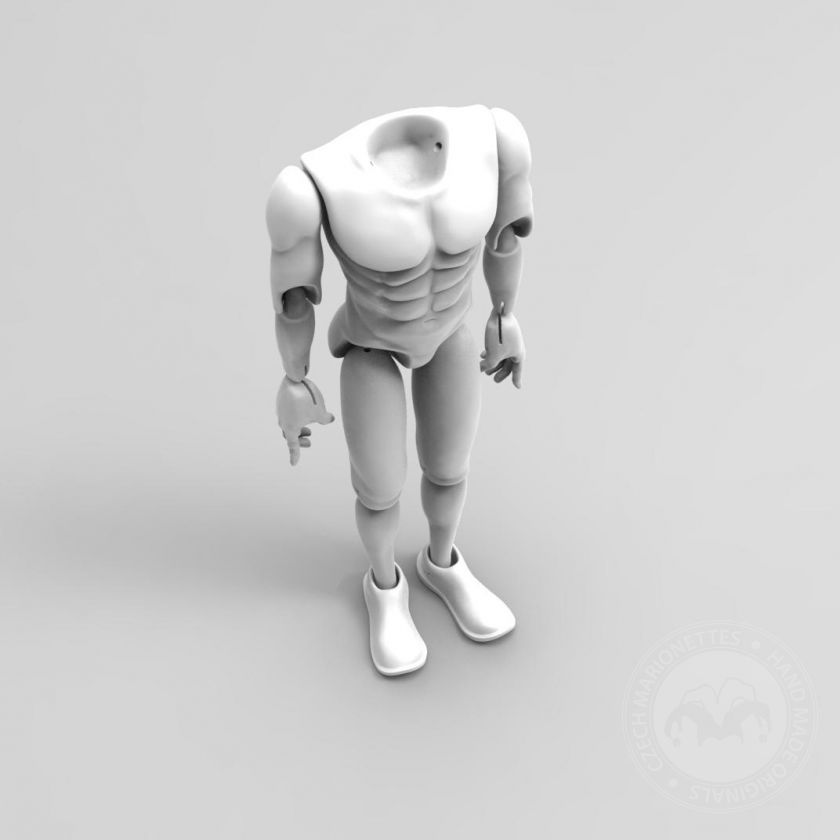 3D Model atletické postavy muže pro 3D tisk pro přibližně 60cm vysokou loutku