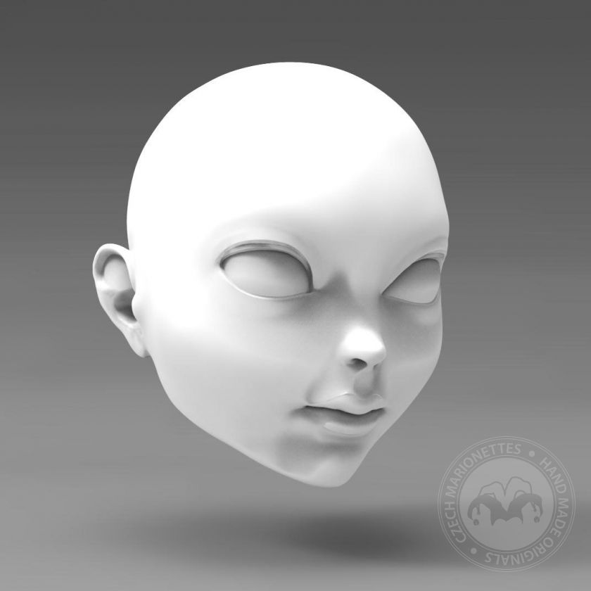 3D Modèle de tête d'une fille d'Anime pour l'impression 3D 110mm