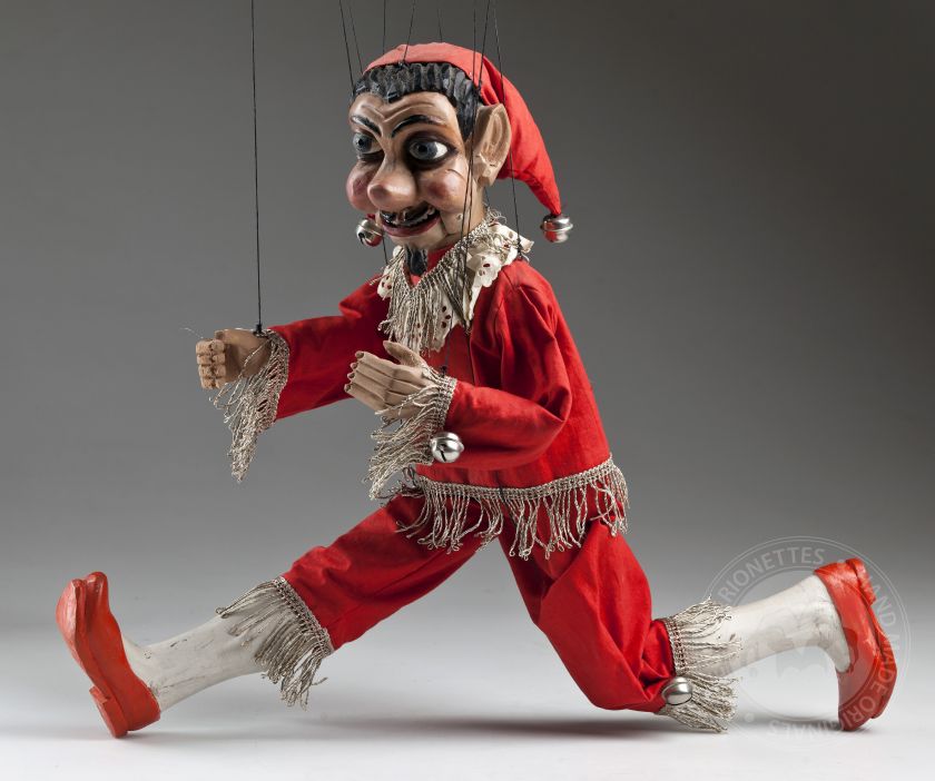 Bouffon avec une bouche en mouvement - marionnette antique