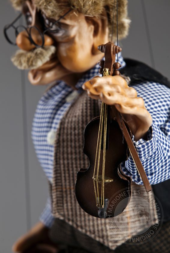 Violinista - burattino decorativo in gesso di un violinista errante