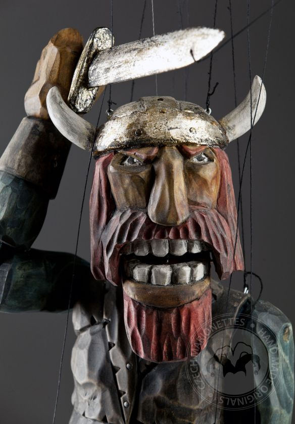 Awesome hand-carved marionette of Viking (Scandinvia)