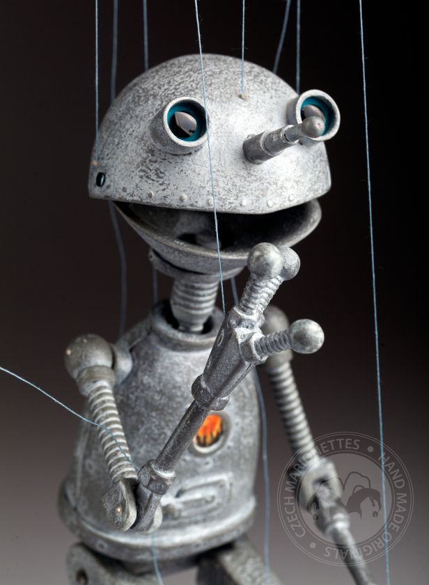 Robot – ON - marionette in silver look and steampunk style