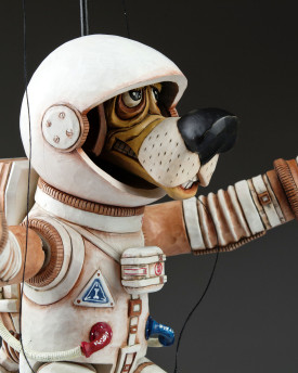 Dogstronaut handgeschnitzte Holzmarionette aus Holz