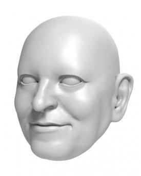3D Model of a satisfied man's head for 3D print 127mm