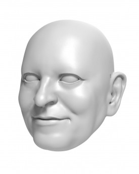 3D Model of a satisfied man's head for 3D print 126mm