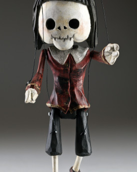 Superstar Skeleton of Devil lady - a hand carved string puppet with an original look