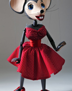 Ratón bailarín con vestido rojo: marioneta de 24 pulgadas a nivel profesional