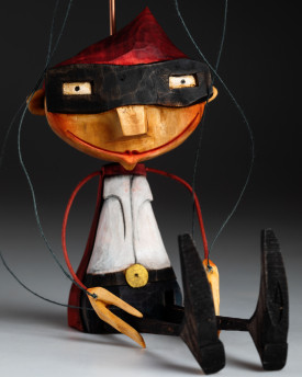 Superman - wooden hand-carved marionette