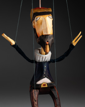 Youthful king - wooden hand-carved marionette