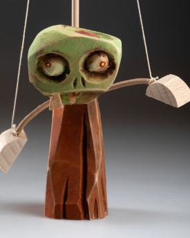 Zombie - Wooden hand-carved standing puppet