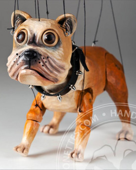 Bulldog wooden hand-carved marionette