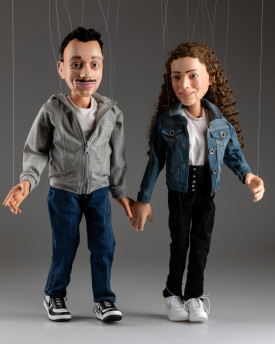 A couple of portrait custom-made marionettes - 60cm (24inches) tall