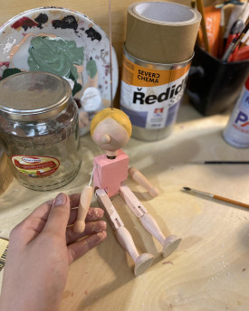 Assemble and decorate your own mini wooden marionette