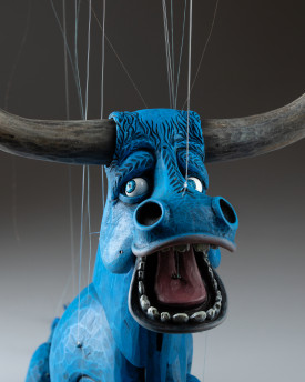 Bœuf Bleu - Marionnette Chef-d'Œuvre Sculptée à la Main
