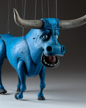 Bœuf Bleu - Marionnette Chef-d'Œuvre Sculptée à la Main