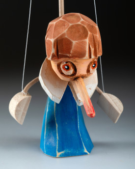 Pinocchio – Marionnette en bois sculptée à la main en position debout
