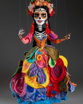 Santa Muerta Mexican Dancer - Custom made Marionette 20 inches tall