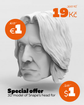 3D Model of professor Snape's head for 3D print – 165mm