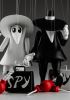 foto: Spy vs Spy - marionnettes de bandes dessinées en bois sculptées à la main